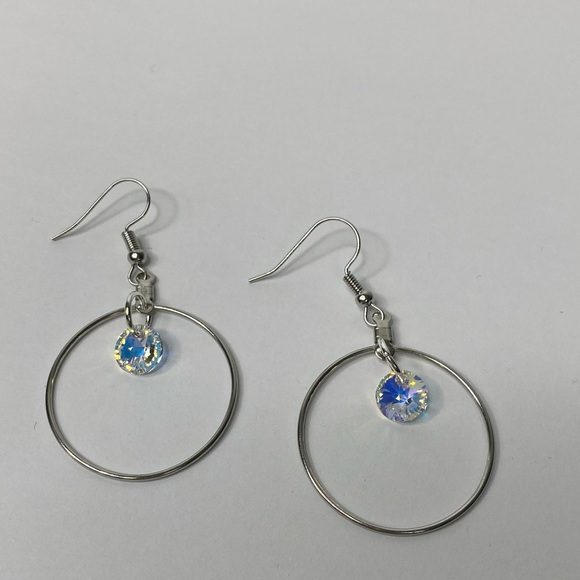 Handmade AB Swarovski Crystal Pendent Dangle Earrings NEW - Picture 4 of 4